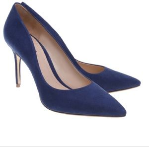Schutz “Rosie” Blue Suede Pointed Pumps